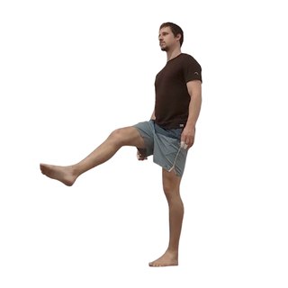 One leg halfway up