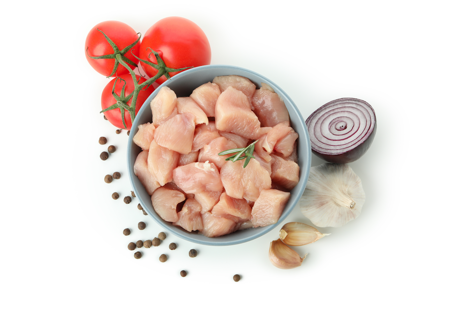 Chicken cut in bowl