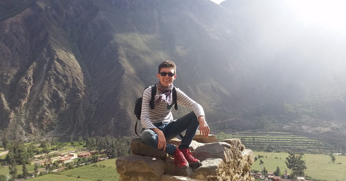 Camilo in peru in the incan ruins of oyantantaibo.