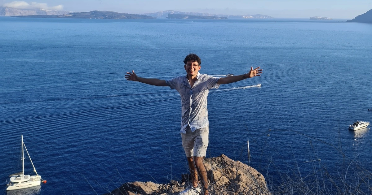 Camilo on a coast of a Greek island.