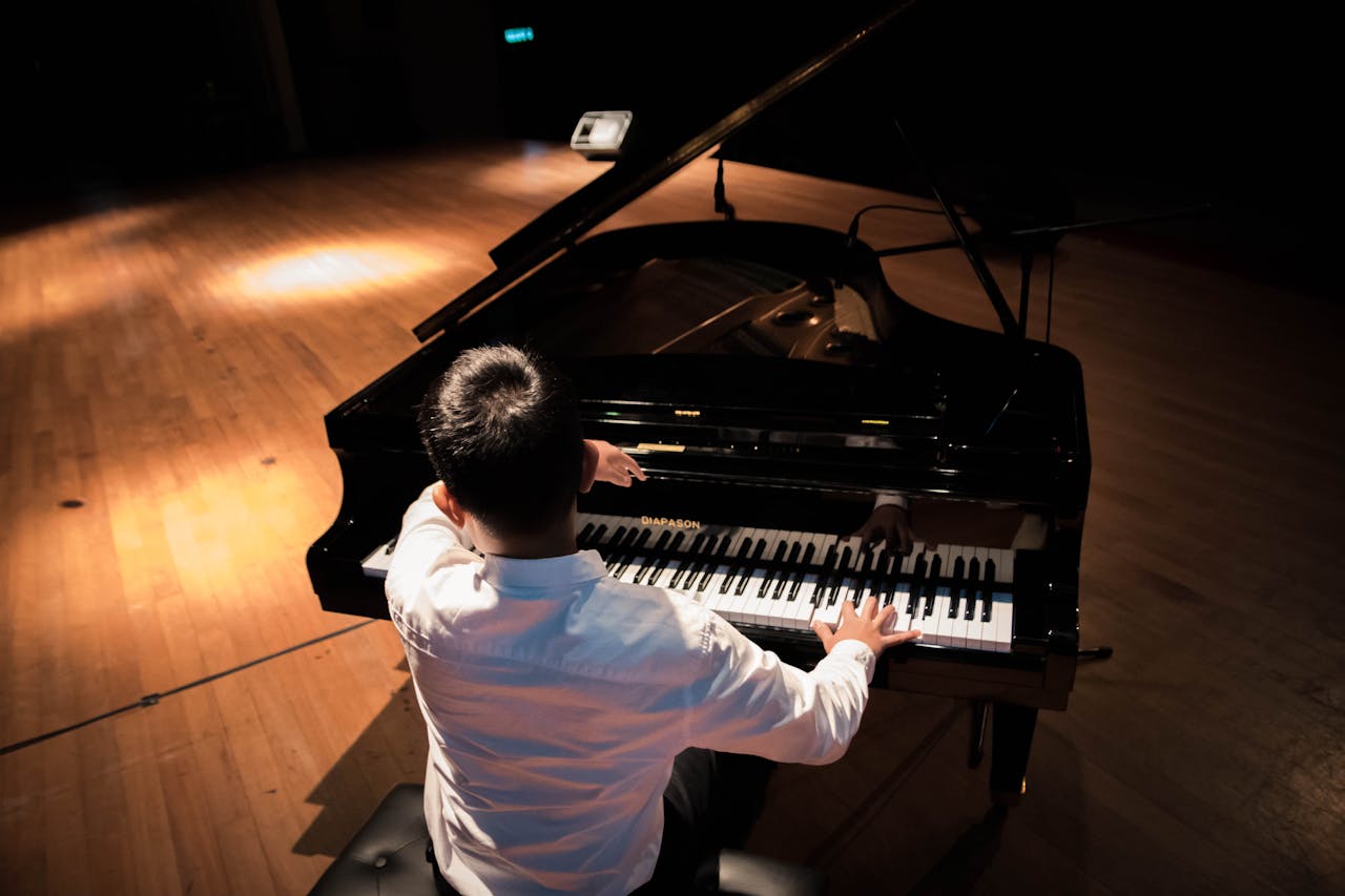 Kid playing the piano