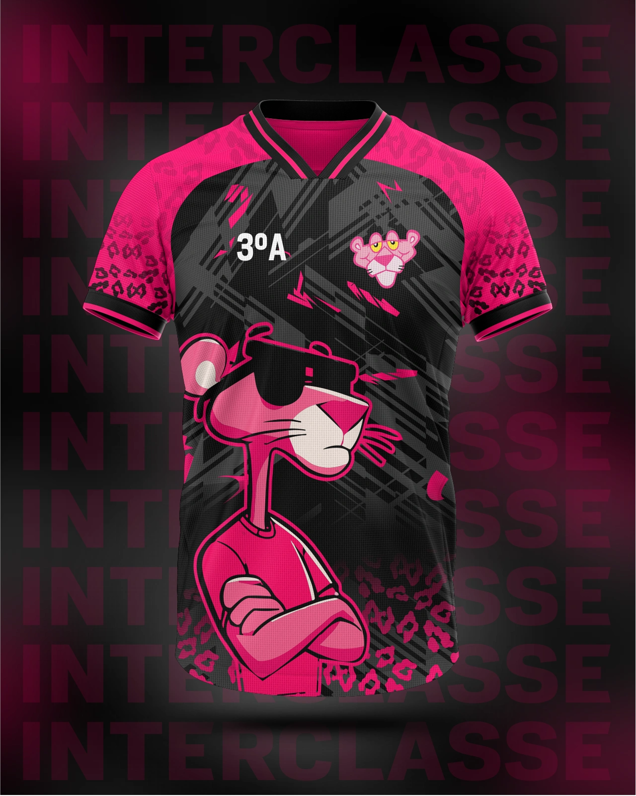 Vetor Pantera Cor de Rosa Premium para Camisa | Arte Estampa Interclasse Editável