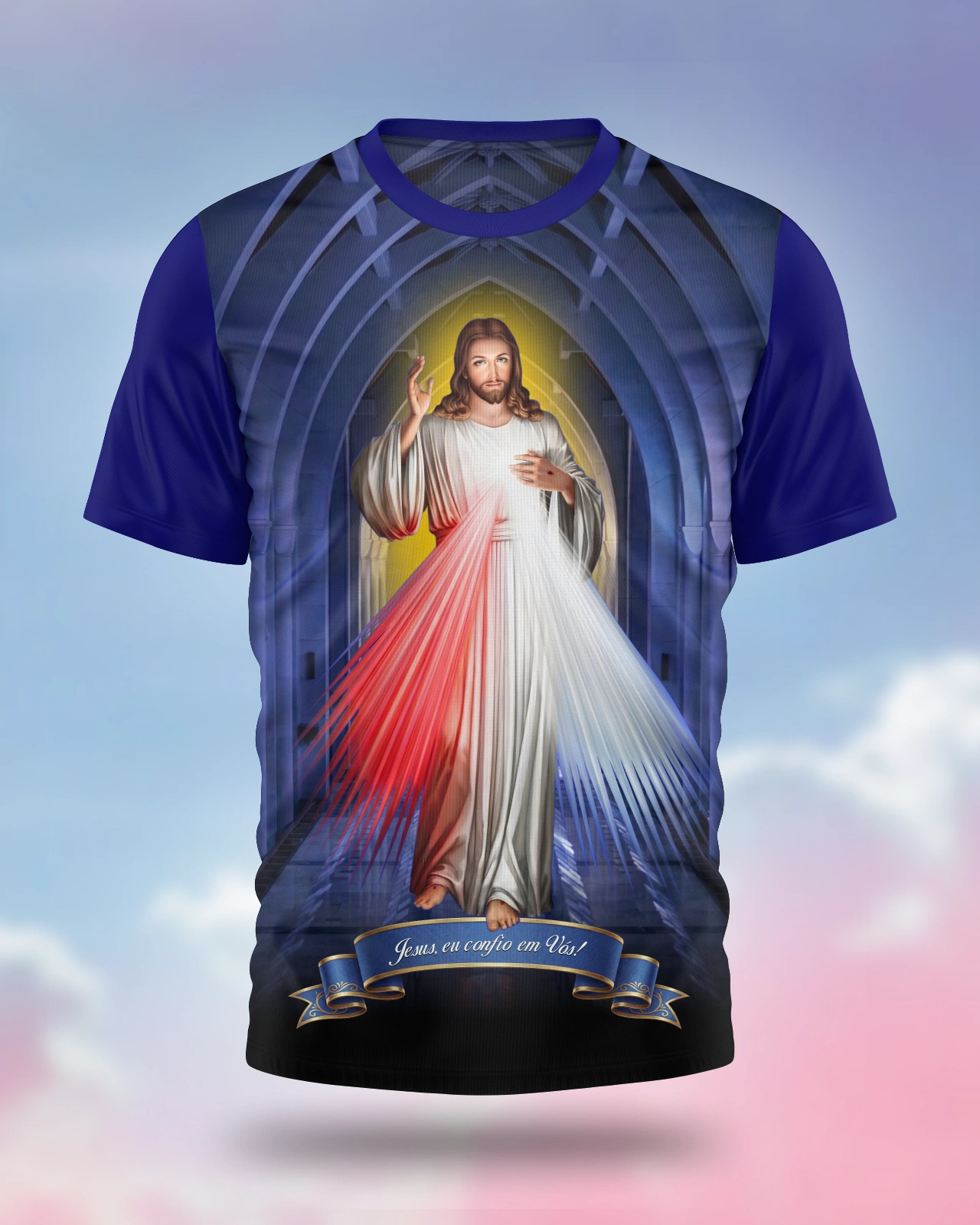Vetor Divina Misericórdia Premium para Camisa | Estampa Católica Editável