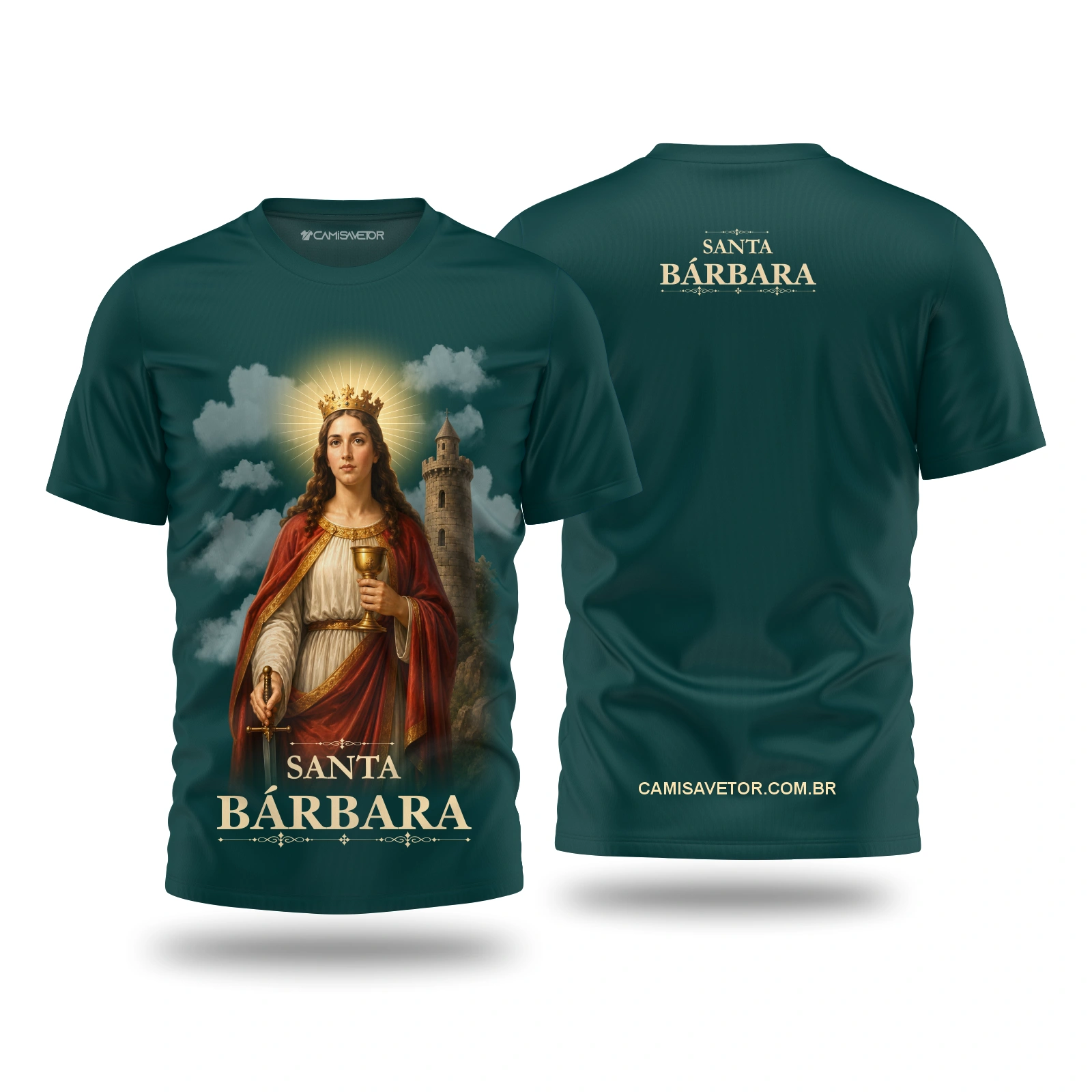 Arte Católica Editável Santa Bárbara para Camisetas - Coreldraw