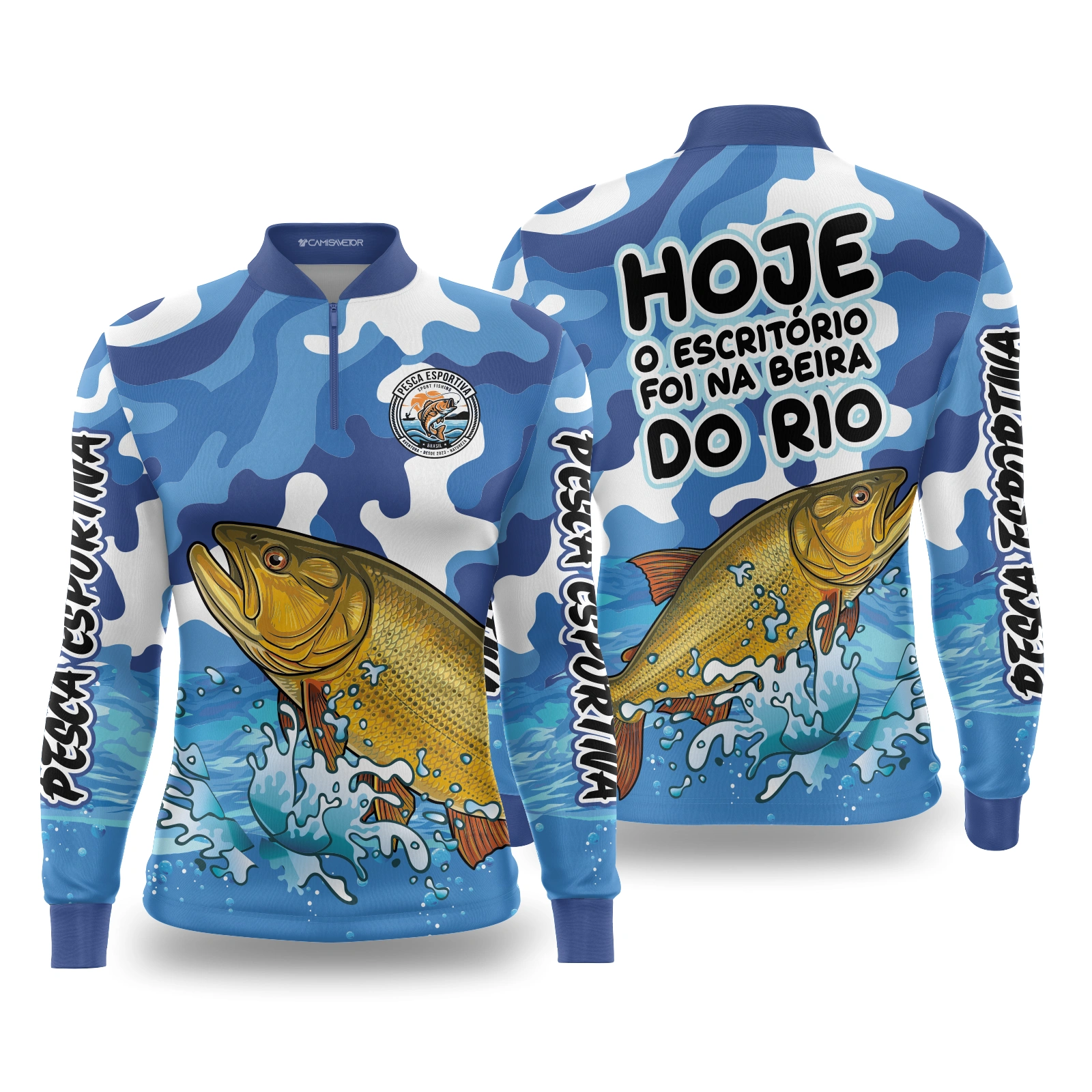 Vetor Camisa Pesca Esportiva Dourado | Arte Editável Coreldraw