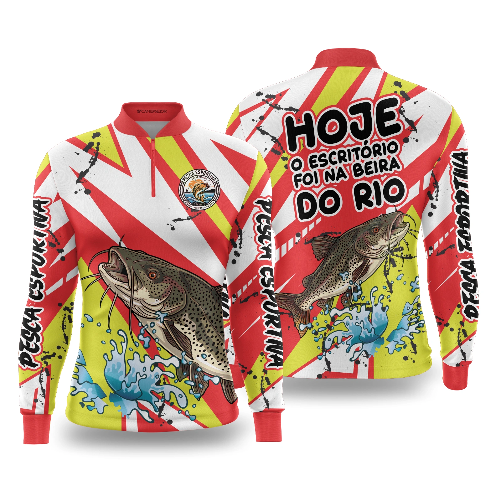 Vetor Camisa Pesca Esportiva Pintado | Arte Editável Coreldraw