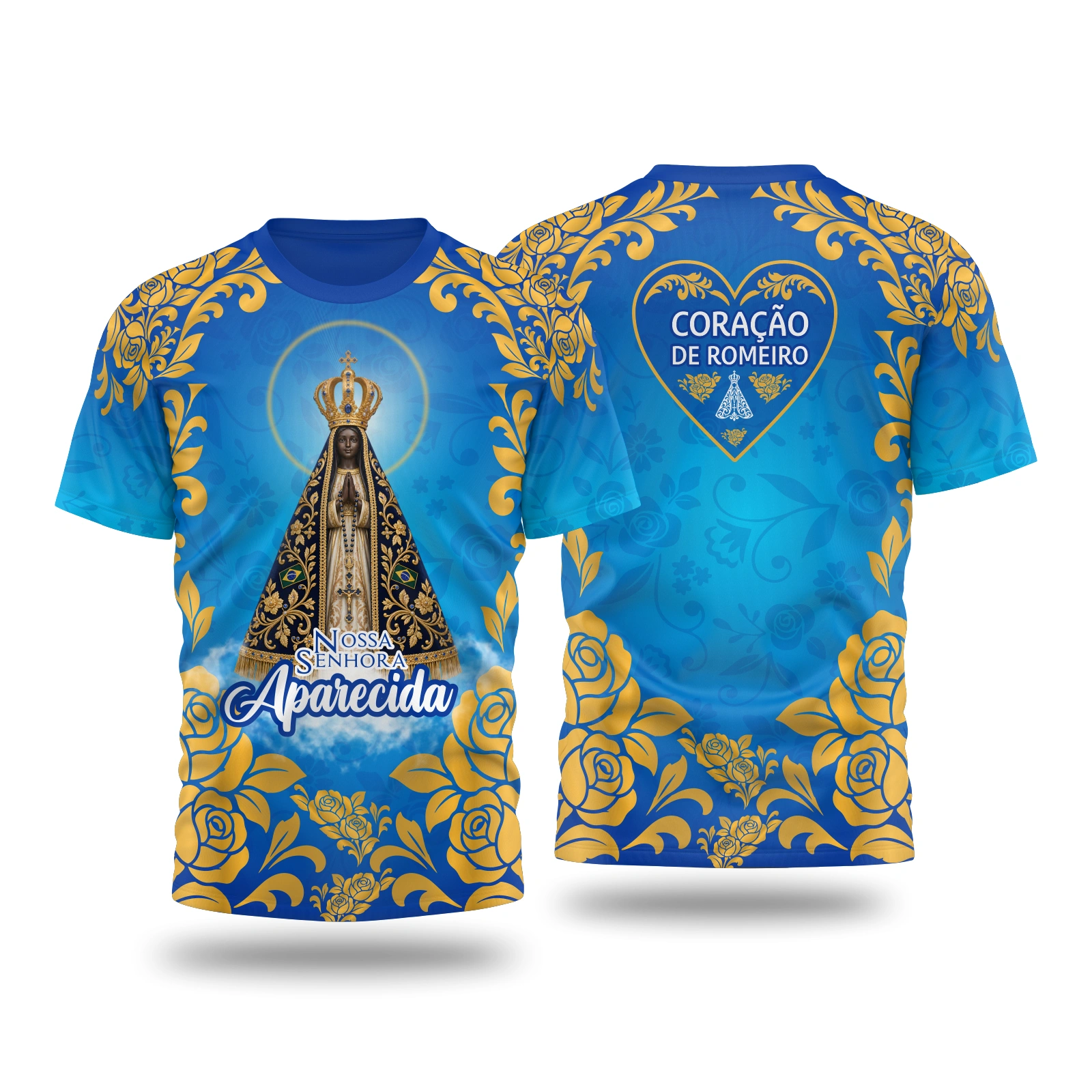 Arte Camisa Vetor Católica Aparecida Coração de Romeiro | Arte Editável
