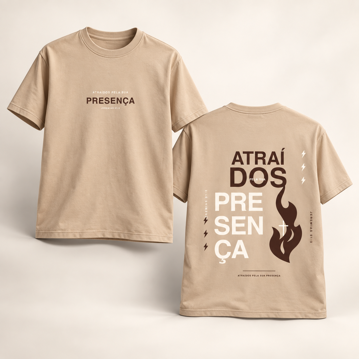 Vetor Camisa Atraídos Pela Sua Presença - Arte Cristã Editável