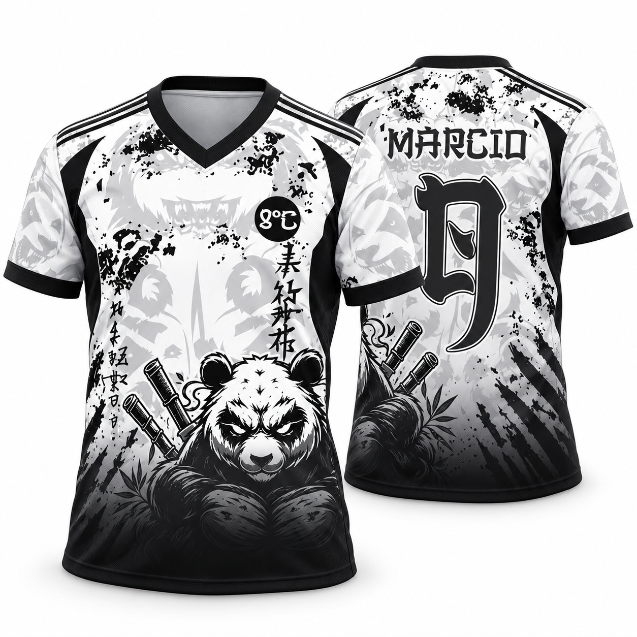 Estampa Interclasse Panda Samurai | Vetor Editável para Camisa