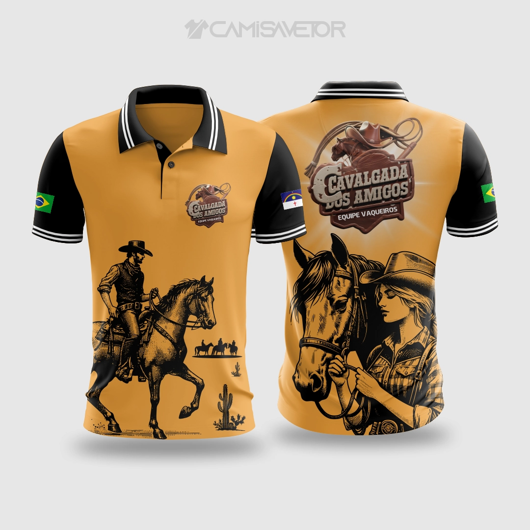 VETOR PREMIUM: ESTAMPA EDITÁVEL CAMISA CAVALGADA DOS AMIGOS
