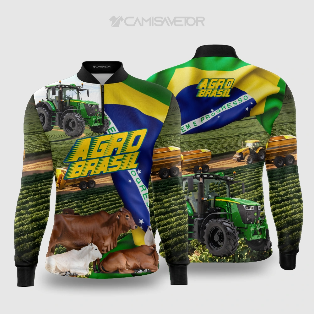 VETOR PREMIUM EDITÁVEL: ARTE CAMISA AGRO BRASIL | ESTAMPA EXCLUSIVA AGRO