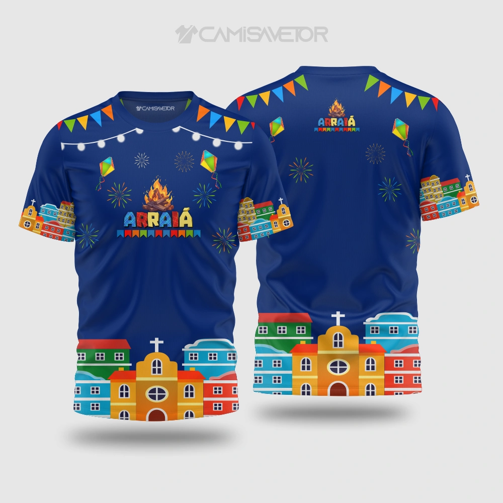 VETOR PREMIUM ARTE CAMISA ARRAIÁ SÃO JOÃO | DESIGN EDITÁVEL FESTA JUNINA