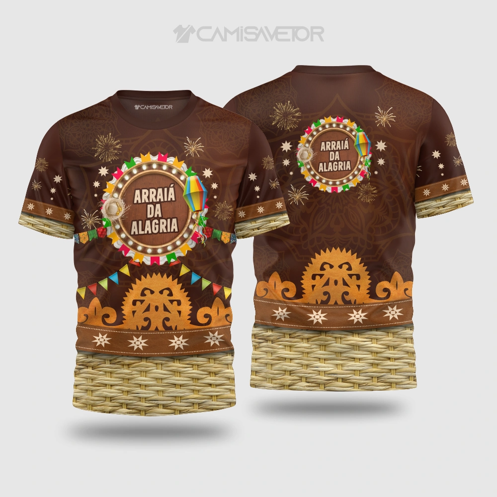 VETOR PREMIUM CAMISA SÃO JOÃO ARRAIÁ DA ALEGRIA - ARTE EDITÁVEL PARA ESTAMPARIA