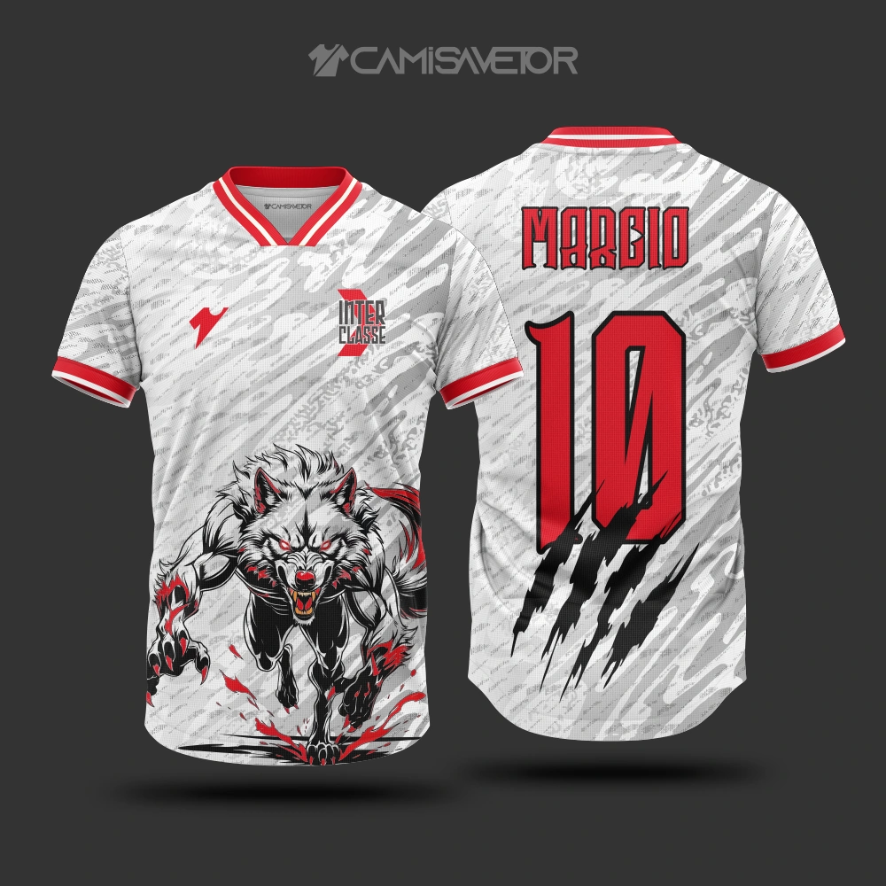 VETOR PREMIUM LOBO INTERCLASSE: ARTE EDITÁVEL PARA CAMISAS EXCLUSIVAS