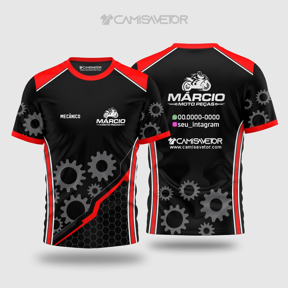 VETOR PREMIUM MOTO PEÇAS: ARTE EDITÁVEL PARA ESTAMPAS DE CAMISAS