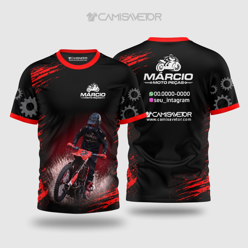 VETOR PREMIUM EDITÁVEL: ARTE EXCLUSIVA PARA CAMISA MOTO PEÇAS