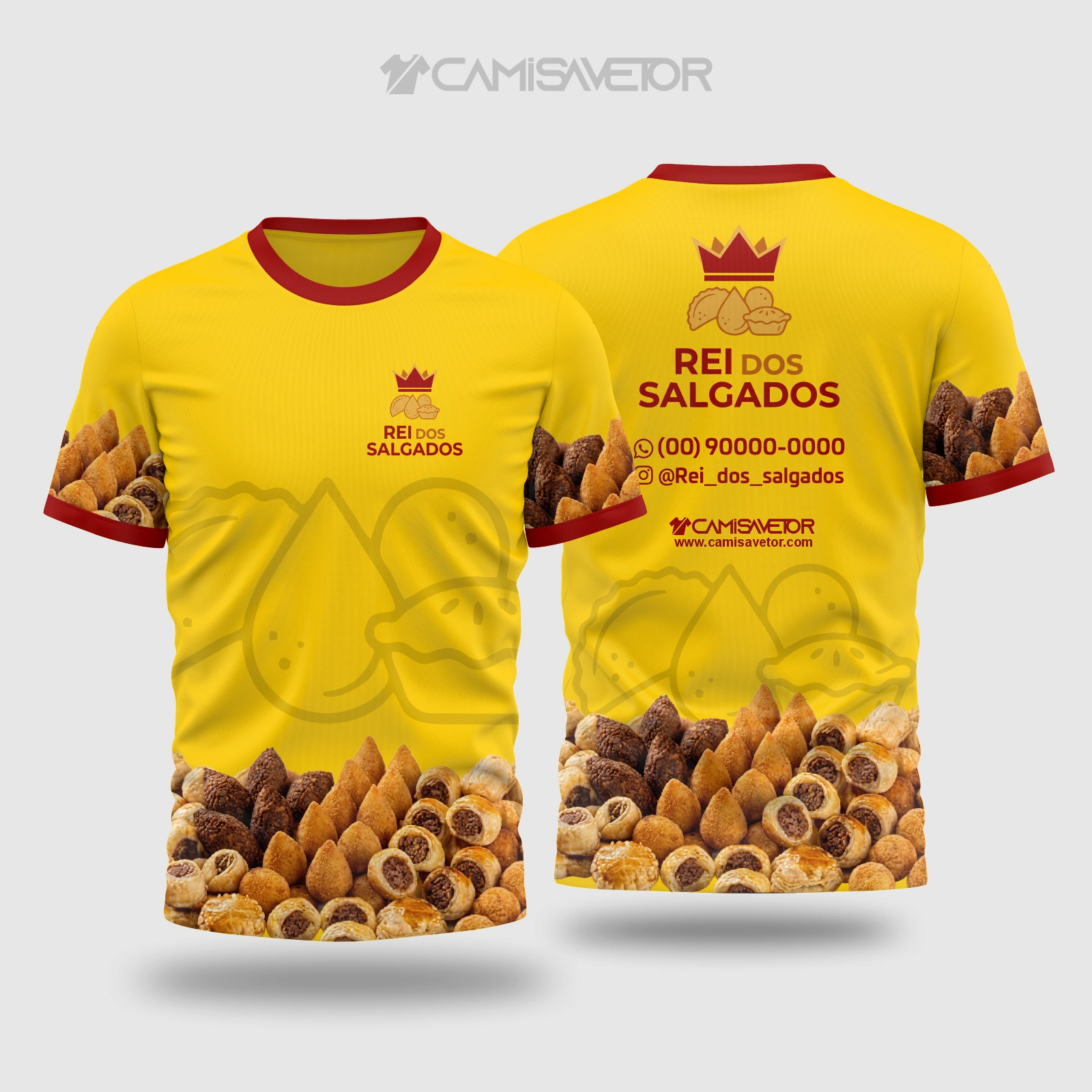 VETOR PREMIUM EDITÁVEL REI DOS SALGADOS | DESIGN DE CAMISA PROFISSIONAL