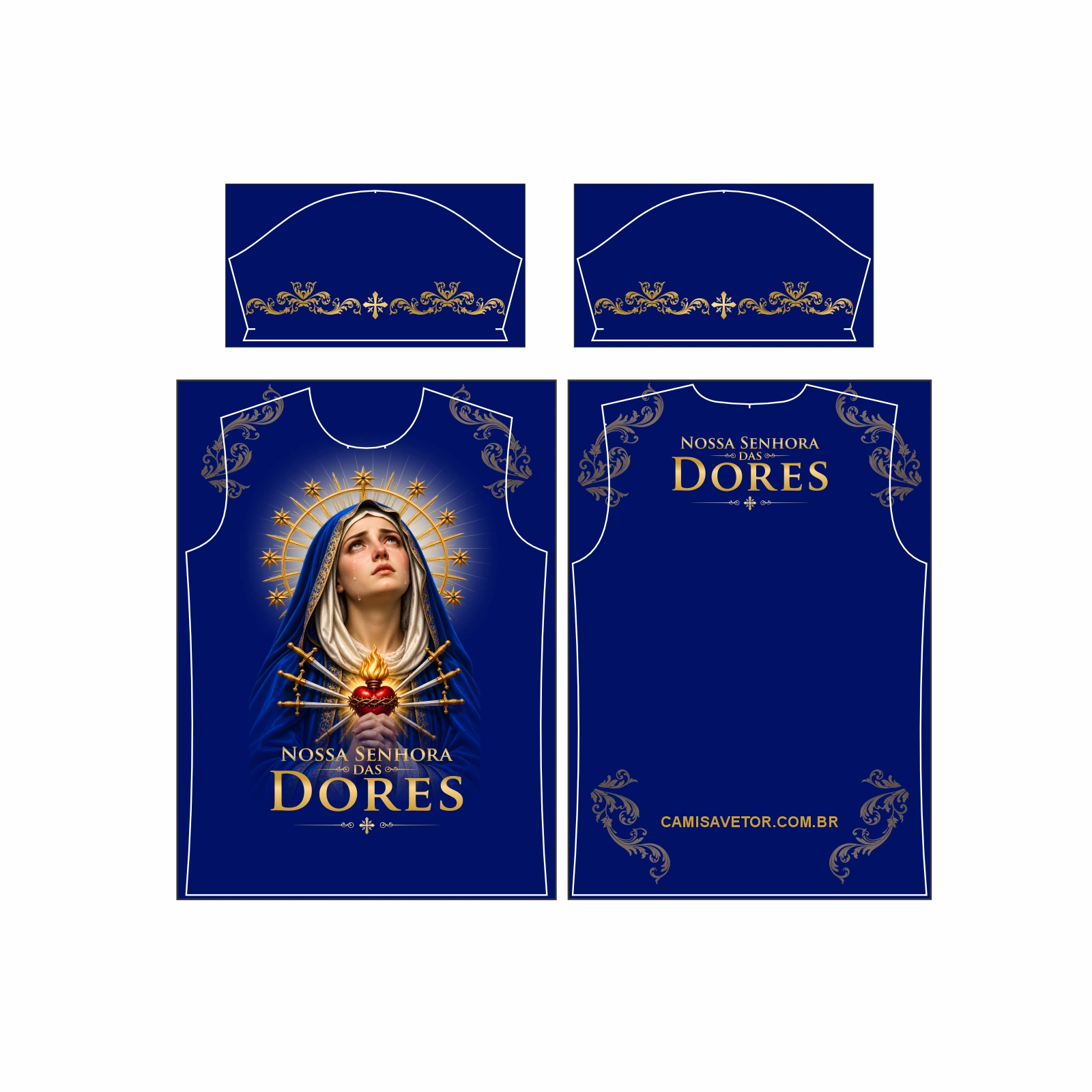 Vetor Estampa Vetor Camisa Nossa Senhora das Dores | Arte Editável CorelDRAW - Mockup Editável em CDR, PDF, SVG e PNG
