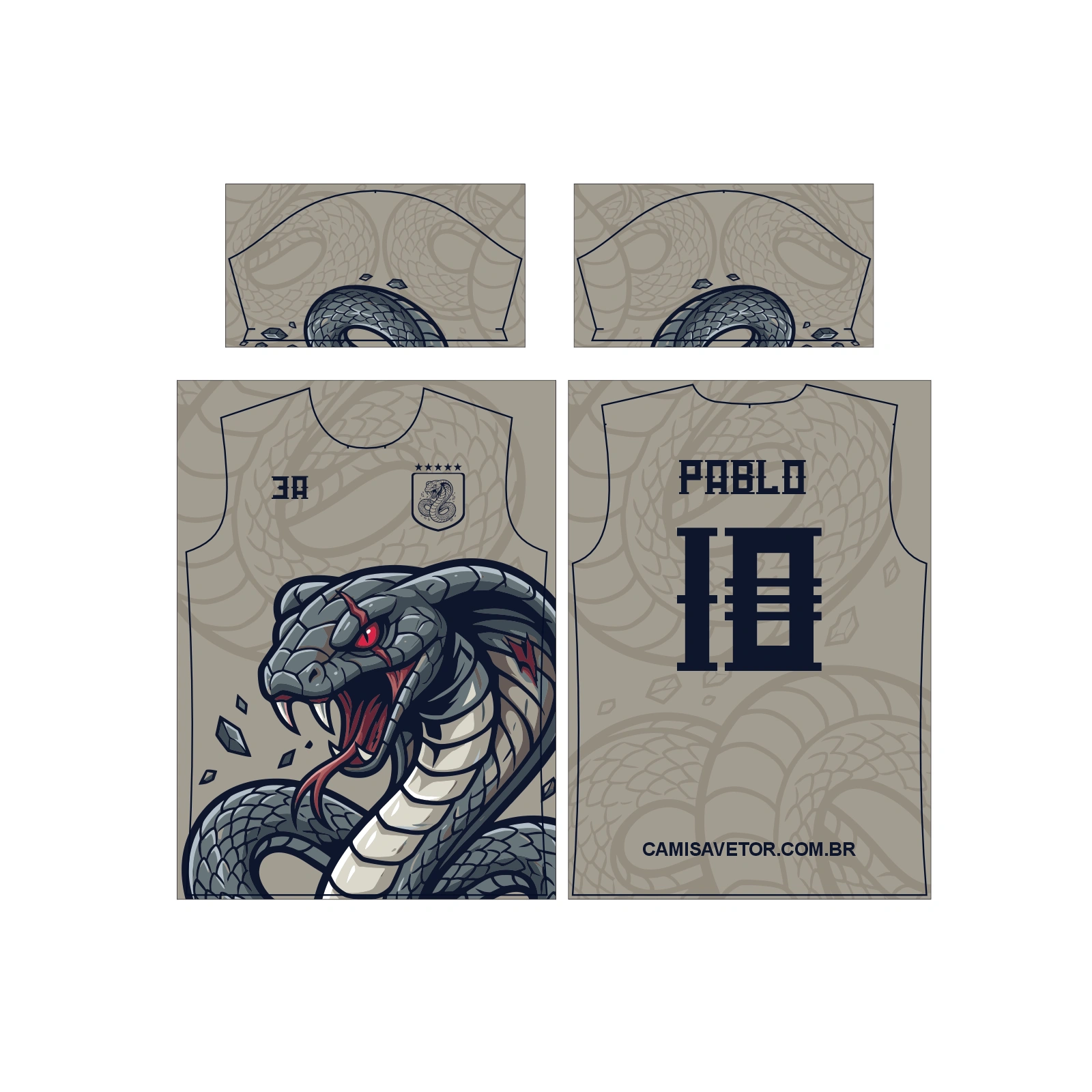 Vetor Estampa Vetor Camisa Interclasse Cobra | Arte Editável Coreldraw - Mockup Editável em CDR, PDF, SVG e PNG
