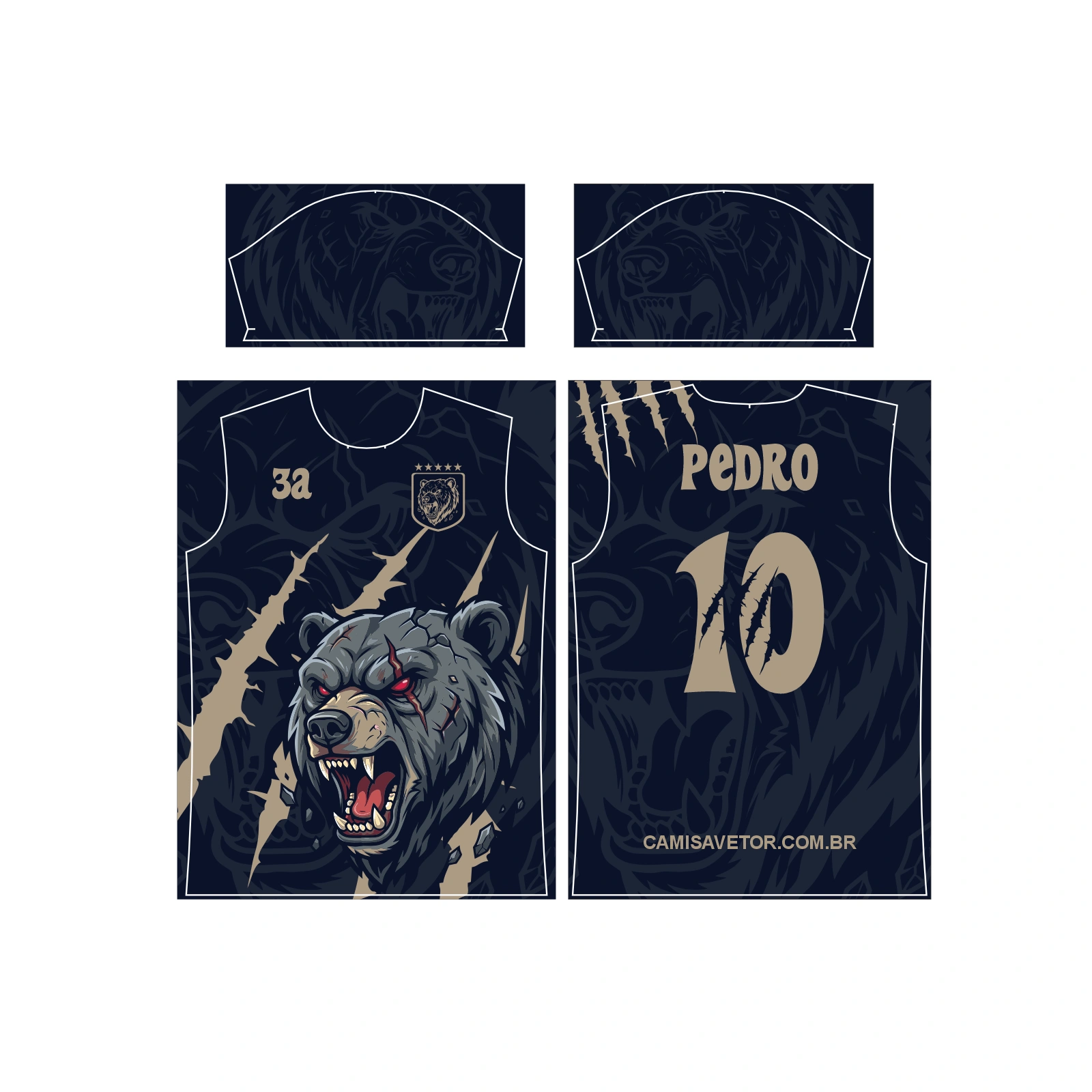Vetor Estampa Vetor Camisa Interclasse Urso | Arte Editável Coreldraw - Mockup Editável em CDR, PDF, SVG e PNG