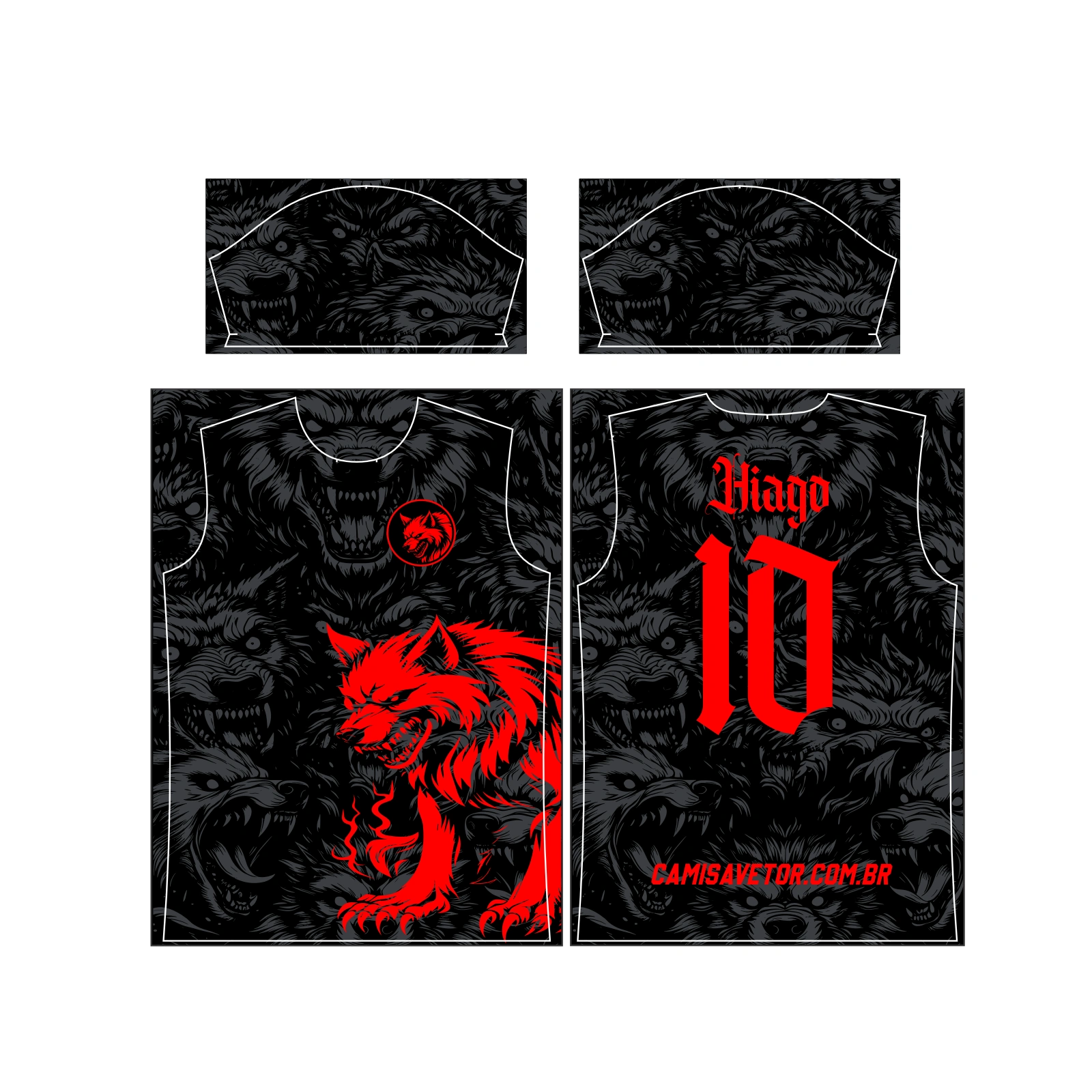 Vetor Estampa Vetor Camisa Interclasse Lobo | Arte Editável Coreldraw - Mockup Editável em CDR, PDF, SVG e PNG