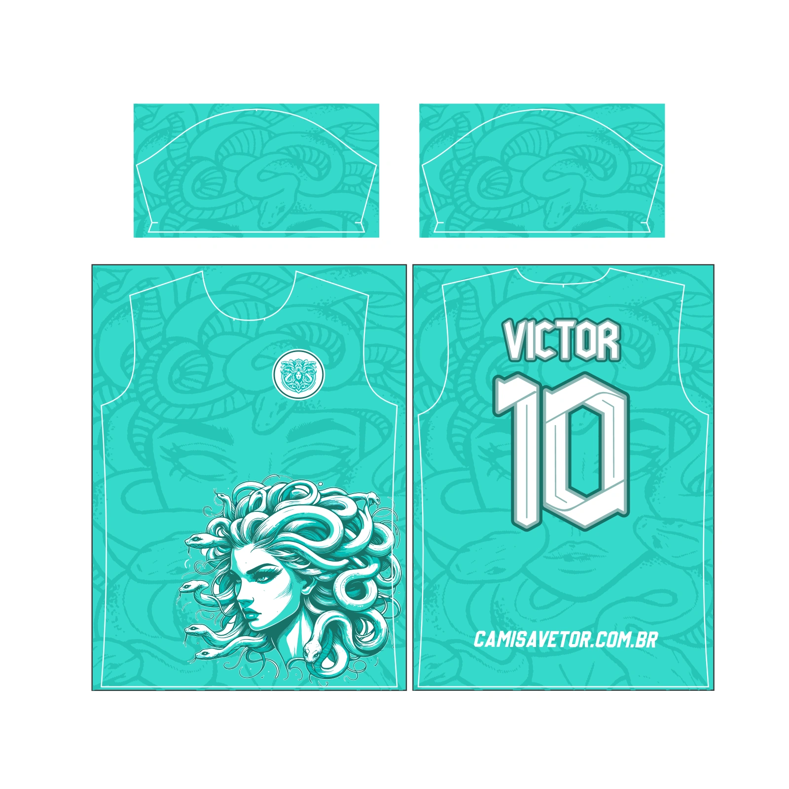 Vetor Estampa Vetor Camisa Interclasse Medusa | Arte Editável Coreldraw - Mockup Editável em CDR, PDF, SVG e PNG