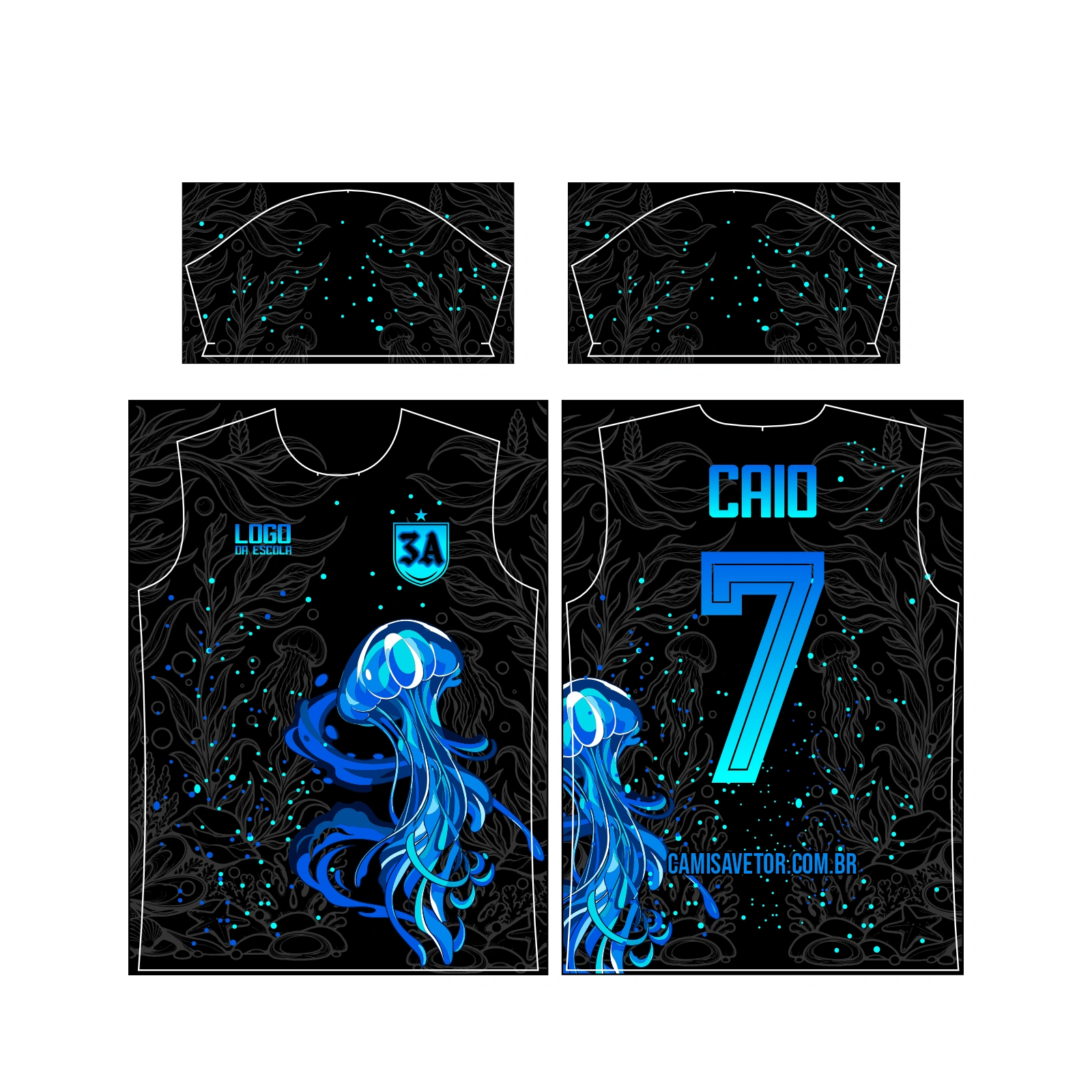 Vetor Estampa Vetor Camisa Interclasse Água Viva | Arte Editável Coreldraw - Mockup Editável em CDR, PDF, SVG e PNG