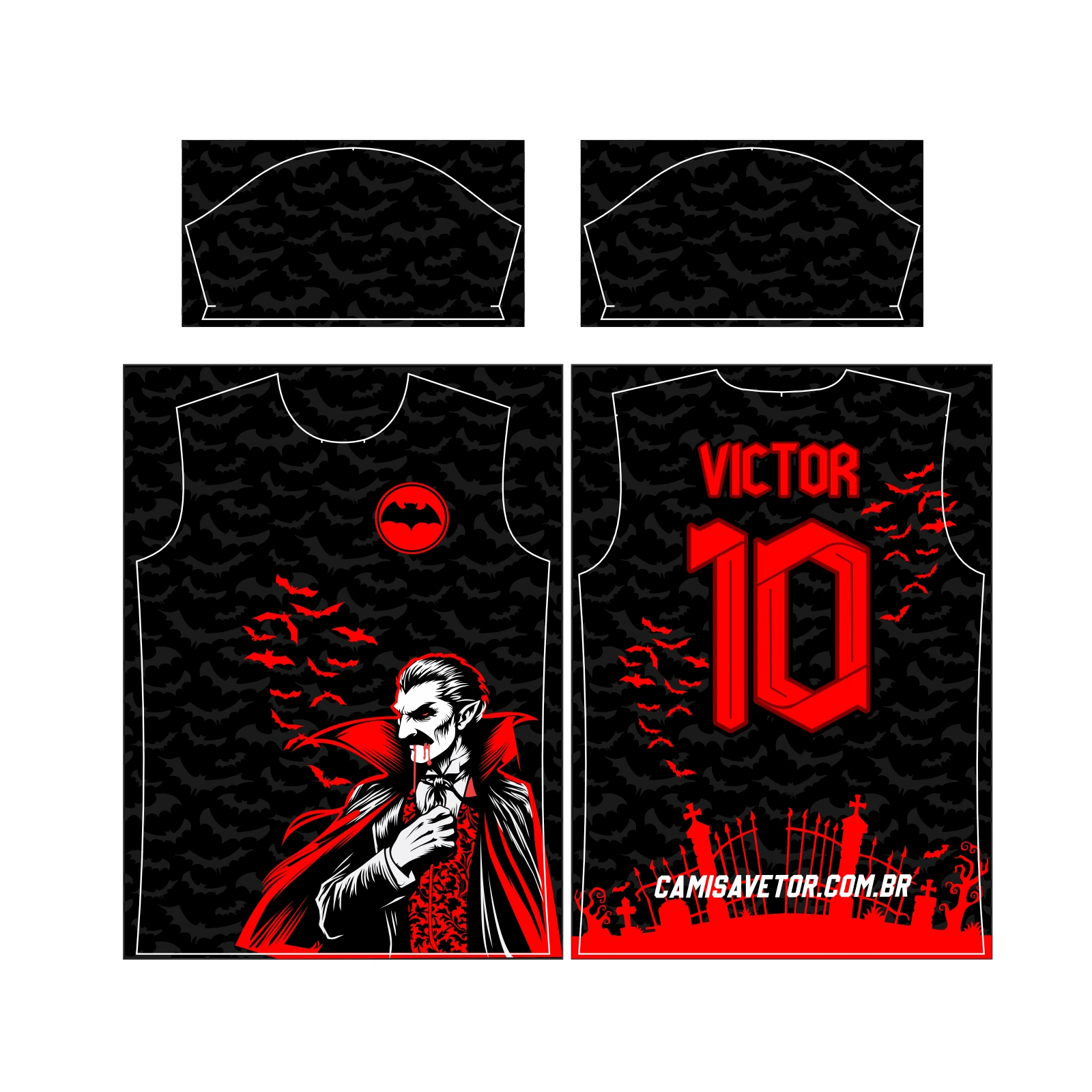 Vetor Estampa Vetor Camisa Interclasse Drácula | Arte Editável Coreldraw - Mockup Editável em CDR, PDF, SVG e PNG
