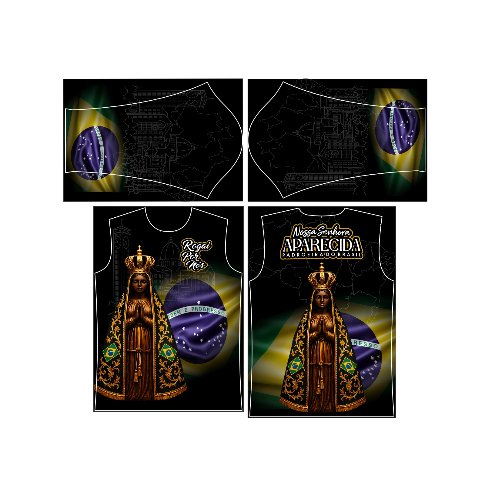 Vetor Estampa Vetor Camisa Nossa Senhora Aparecida 4 | Arte Editável Coreldraw - Mockup Editável em CDR, PDF, SVG e PNG