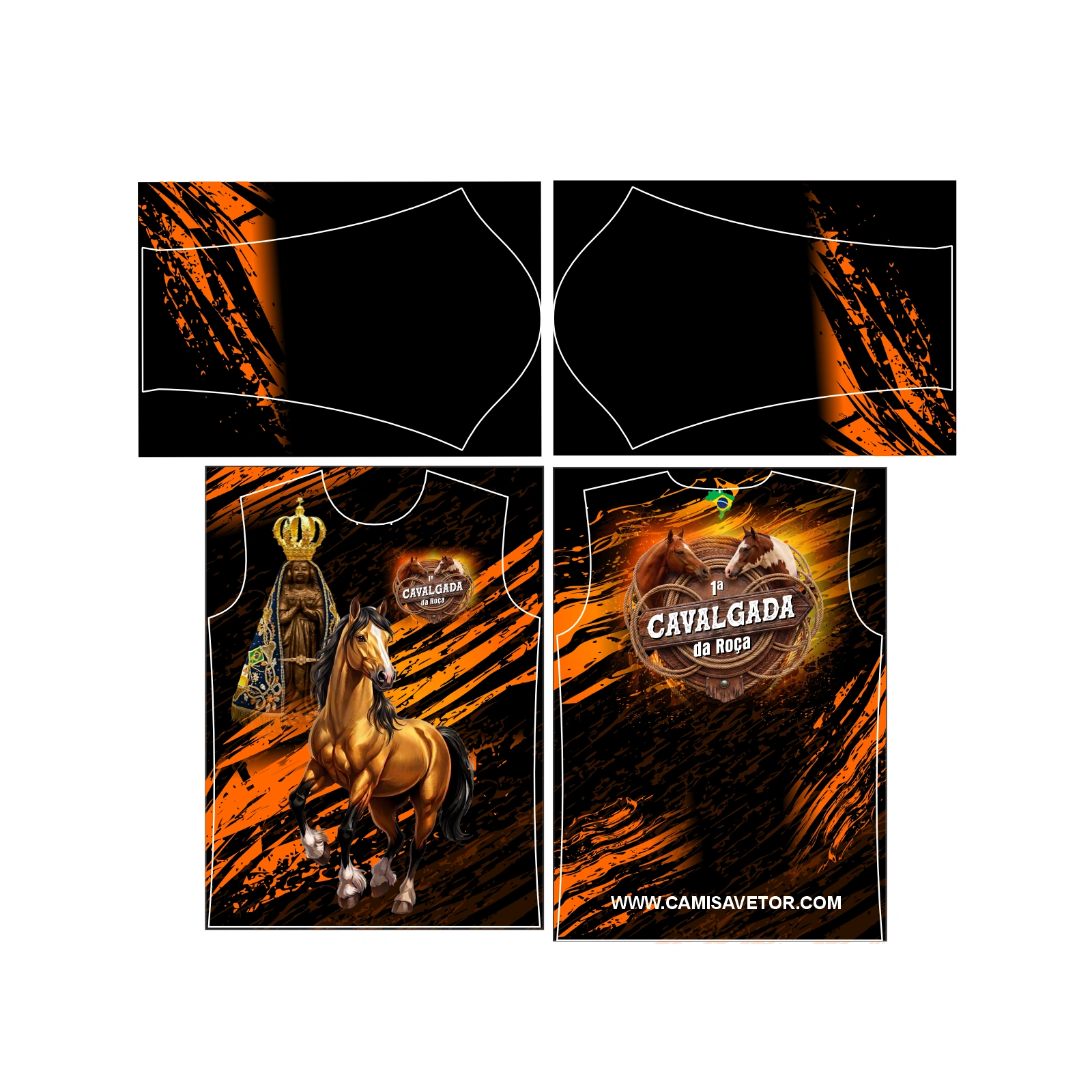 Vetor Estampa Vetor Camisa Cavalgada da Roça | Arte Editável Coreldraw - Mockup Editável em CDR, PDF, SVG e PNG