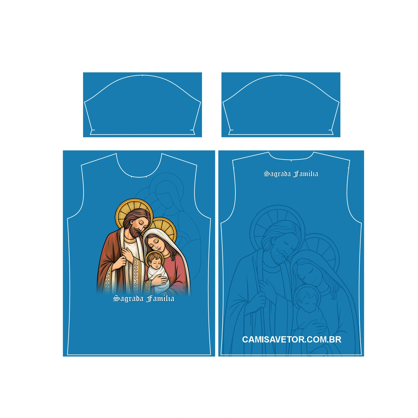 Vetor Estampa Vetor Camisa Sagrada Família Católica | Arte Editável Coreldraw - Mockup Editável em CDR, PDF, SVG e PNG