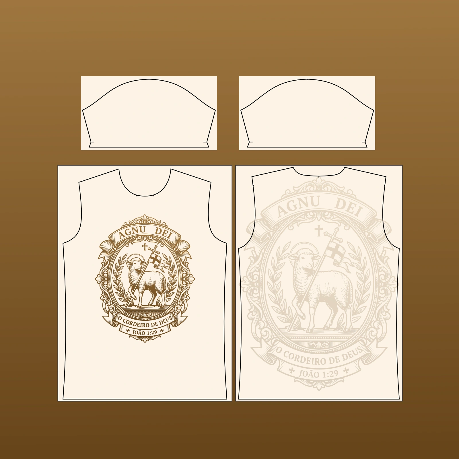 Vetor Estampa Vetor Camisa Católica Cordeiro de Deus | Arte Editável Coreldraw - Mockup Editável em CDR, PDF, SVG e PNG