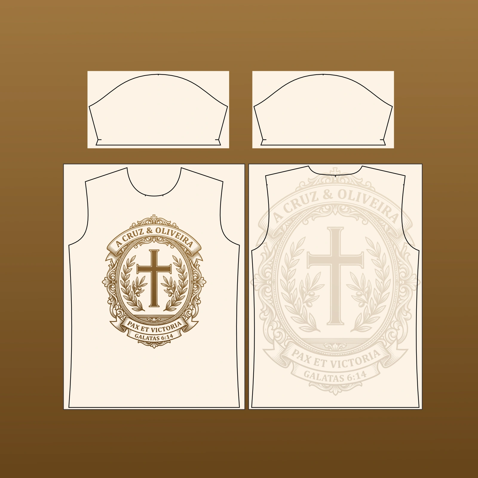 Vetor Estampa Vetor Camisa a Cruz & Oliveira | Arte Editável Coreldraw - Mockup Editável em CDR, PDF, SVG e PNG