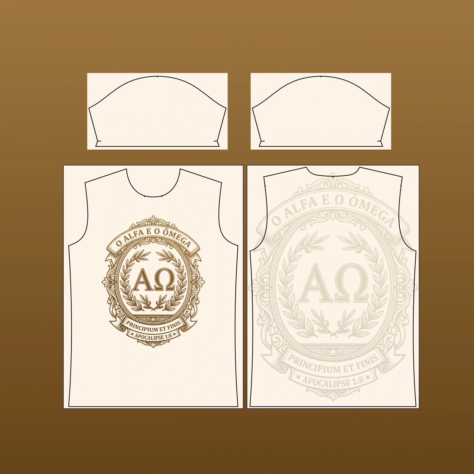 Vetor Estampa Vetor Camisa Cristã Alfa e Ômega | Arte Editável Coreldraw - Mockup Editável em CDR, PDF, SVG e PNG