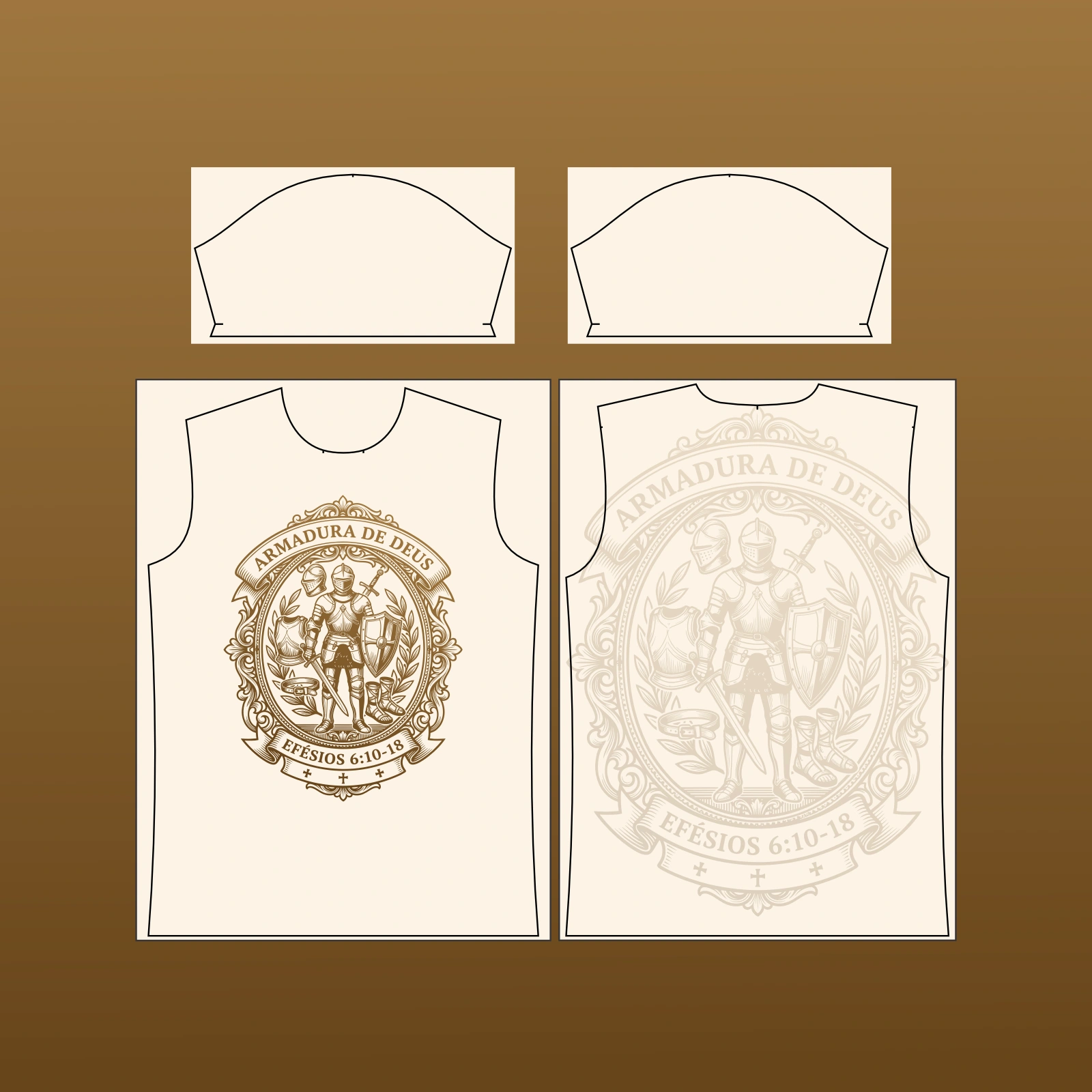 Vetor Estampa Vetor Camisa Cristã Armadura de Deus | Arte Editável Coreldraw - Mockup Editável em CDR, PDF, SVG e PNG