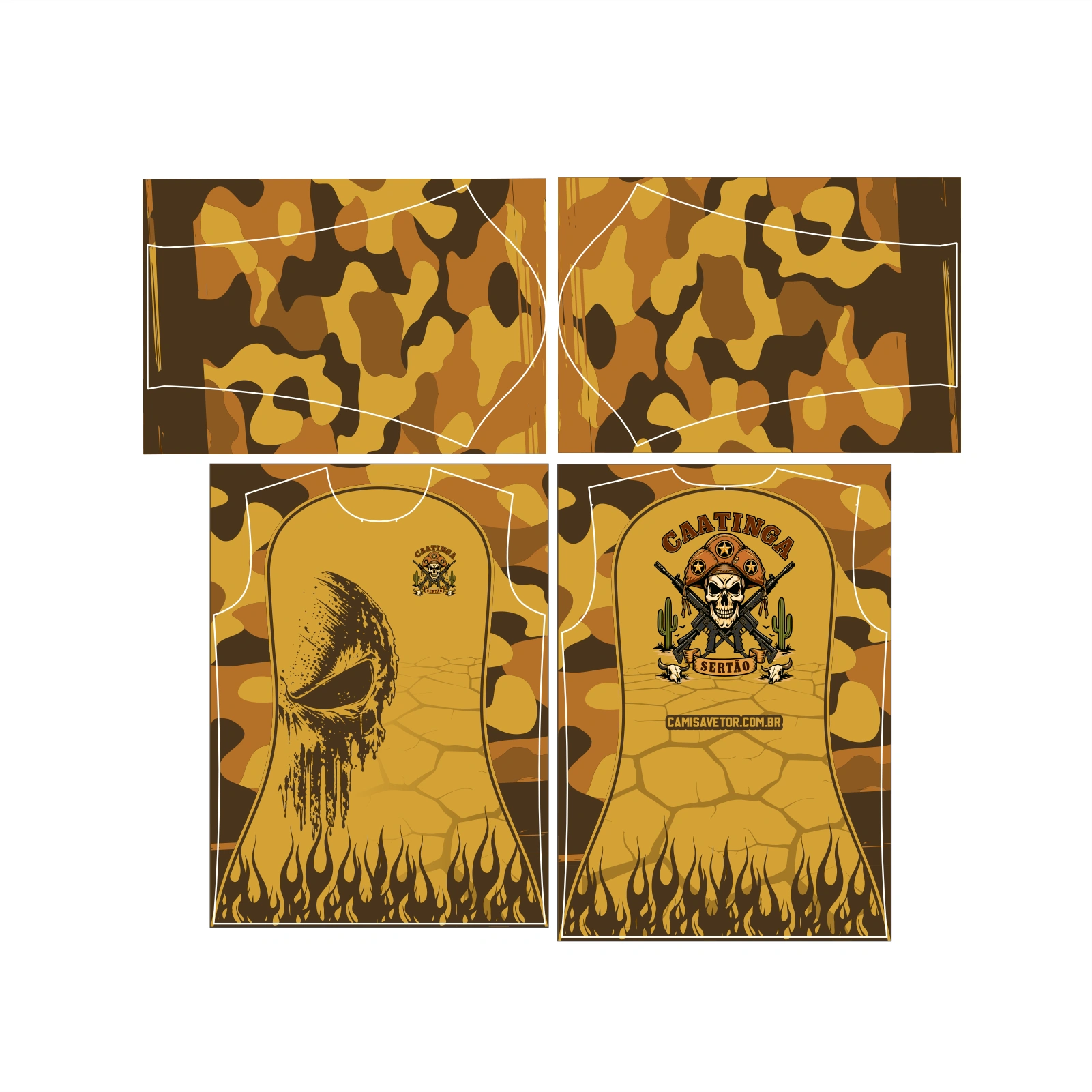 Vetor Estampa Vetor Camisa Caça Esportiva Caatinga | Arte Editável Coreldraw - Mockup Editável em CDR, PDF, SVG e PNG