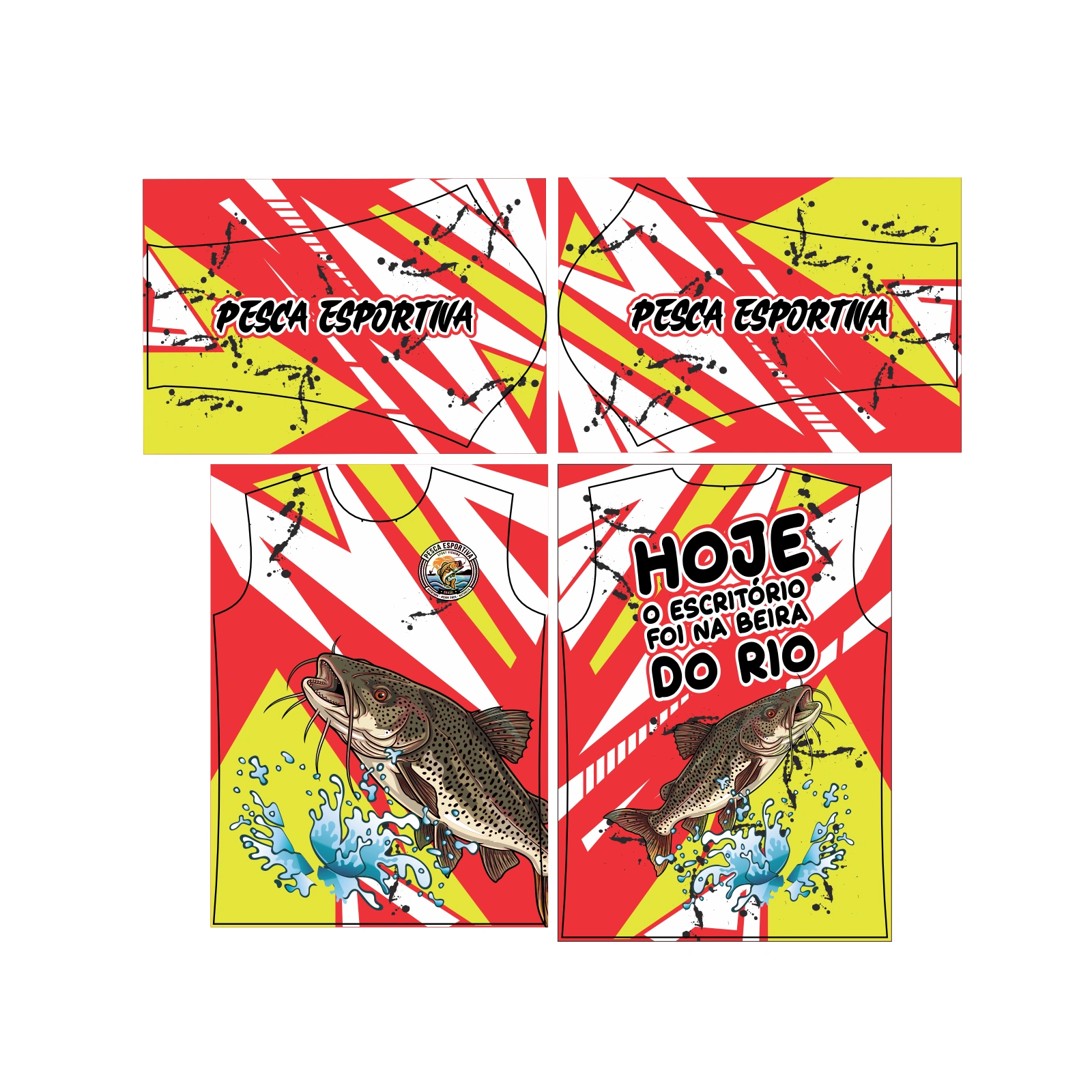 Vetor Estampa Vetor Camisa Pesca Esportiva Pintado | Arte Editável Coreldraw - Mockup Editável em CDR, PDF, SVG e PNG