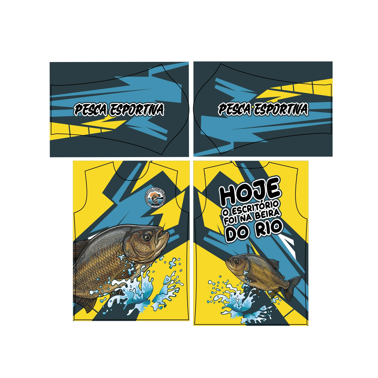Vetor Estampa Vetor Camisa Pesca Esportiva Tambaqui | Arte Editável Coreldraw - Mockup Editável em CDR, PDF, SVG e PNG