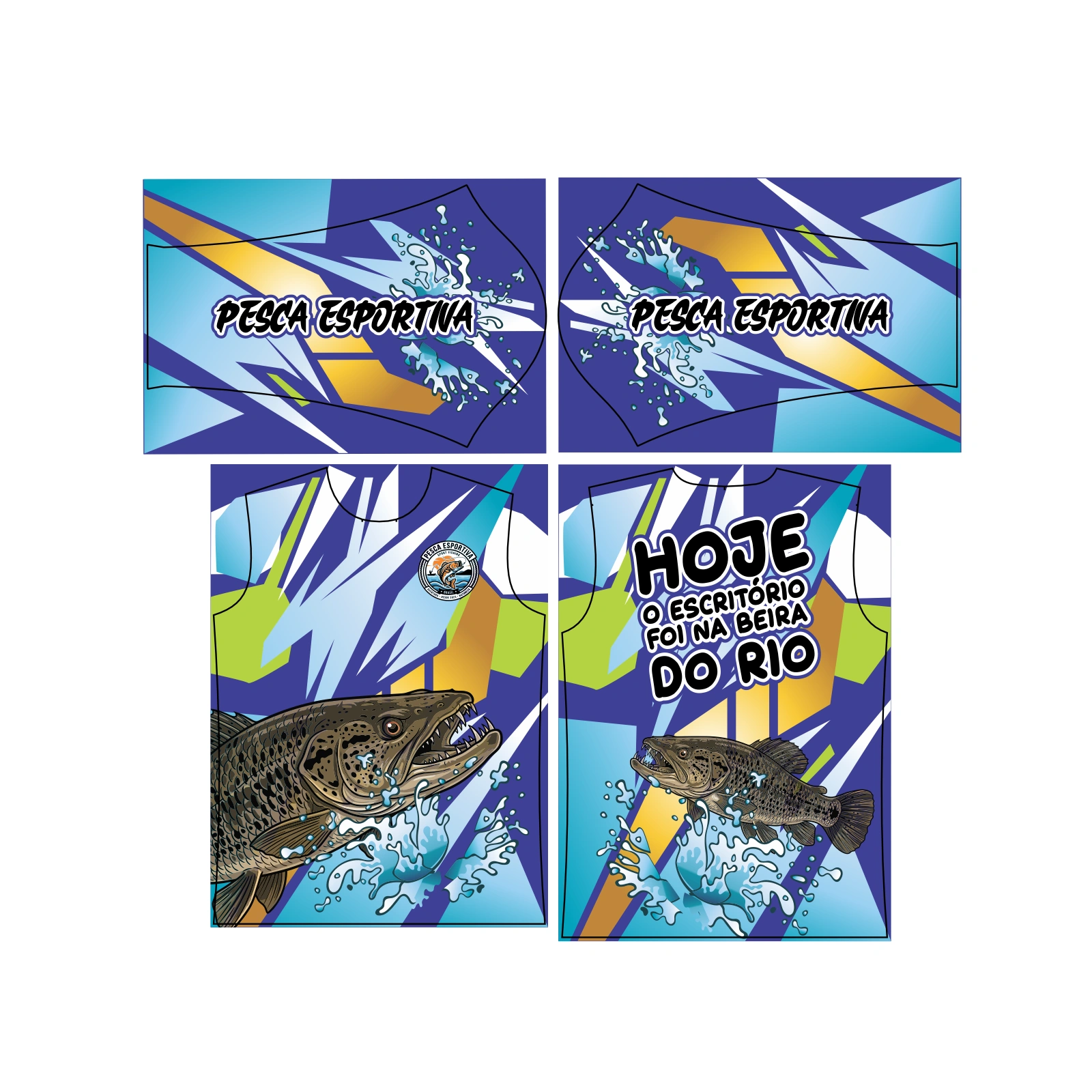 Vetor Estampa Vetor Camisa Pesca Esportiva Traíra | Arte Editável Coreldraw - Mockup Editável em CDR, PDF, SVG e PNG