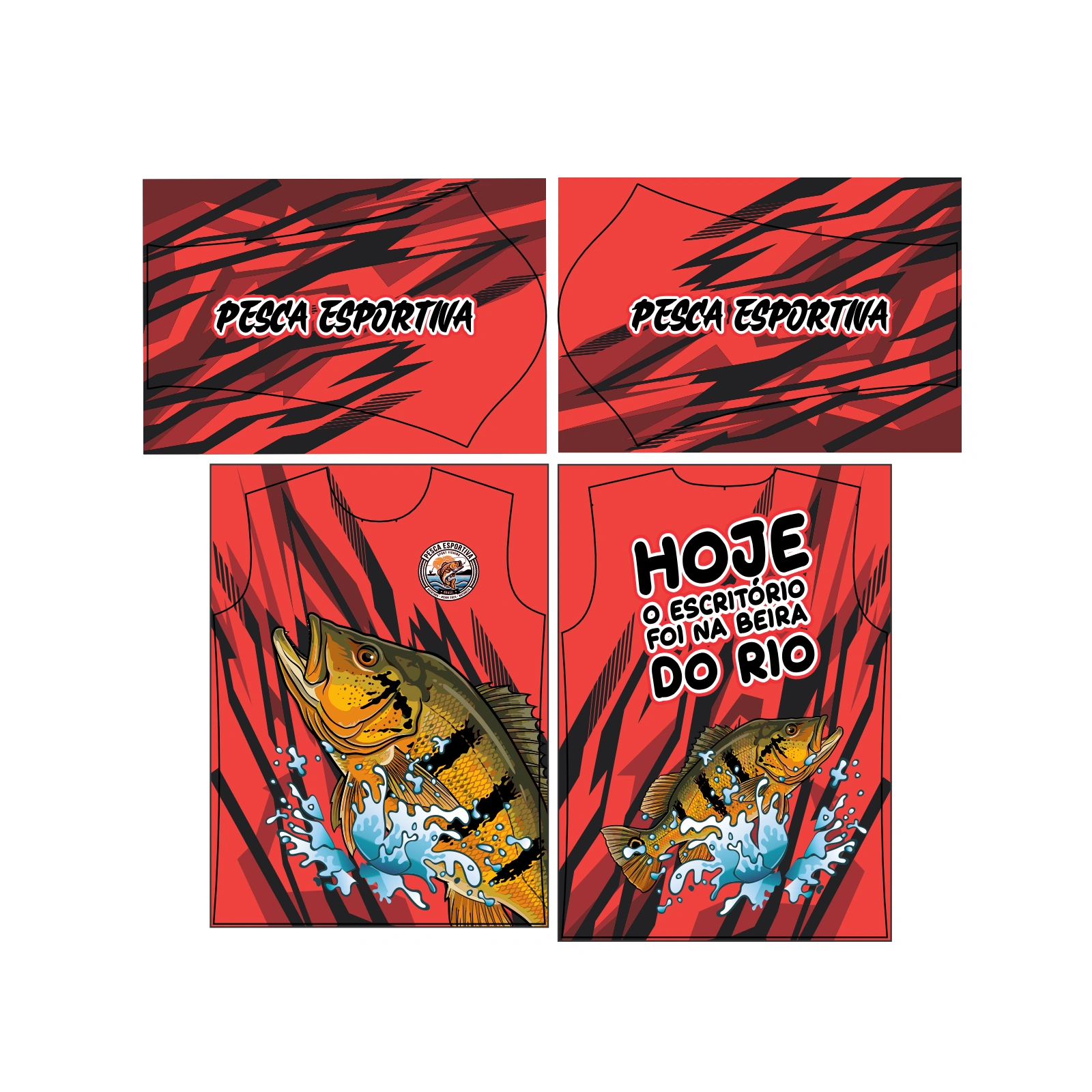 Vetor Estampa Vetor Camisa Pesca Esportiva Tucunaré | Arte Editável Coreldraw - Mockup Editável em CDR, PDF, SVG e PNG