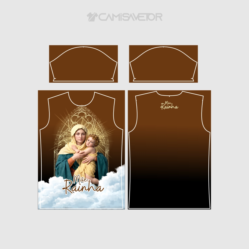 VETOR PREMIUM EDITÁVEL: ESTAMPA MÃE RAINHA PARA CAMISA CATÓLICA — imagem 4