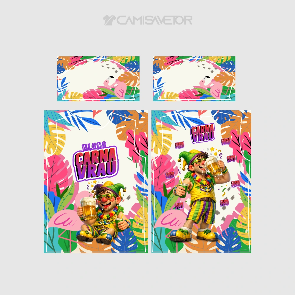 VETOR PREMIUM BLOCO CARNAVRAL 7 - ARTE EDITÁVEL PARA ESTAMPARIA DE CARNAVAL — imagem 3