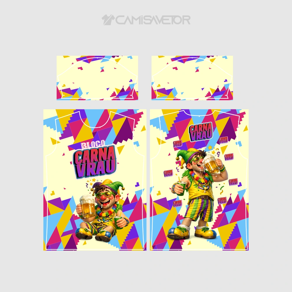 VETOR PREMIUM BLOCO CARNAVALESCO 9 | ARTE EDITÁVEL PARA ESTAMPARIA DE CARNAVAL — imagem 3