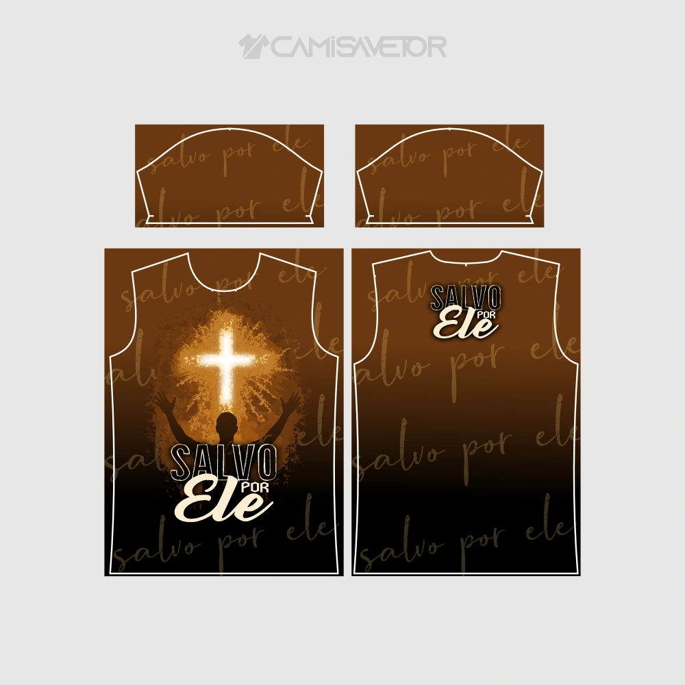 VETOR PREMIUM ARTE CRISTÃ 'SALVO POR ELE' | ESTAMPA EDITÁVEL PARA CAMISETAS — imagem 4