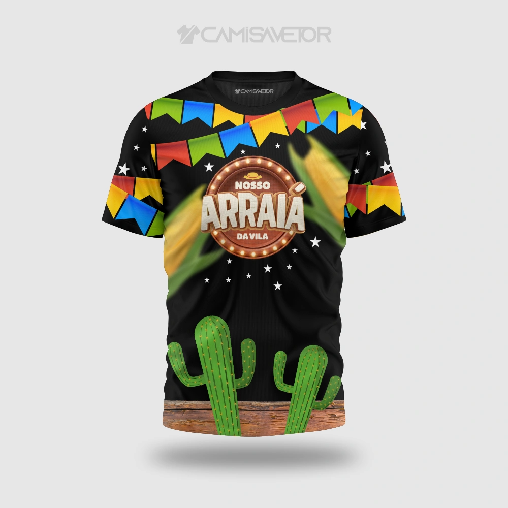 VETOR PREMIUM SÃO JOÃO: ARTE CAMISA ARRAIÁ DA VILA EDITÁVEL PARA ESTAMPARIA — imagem 2