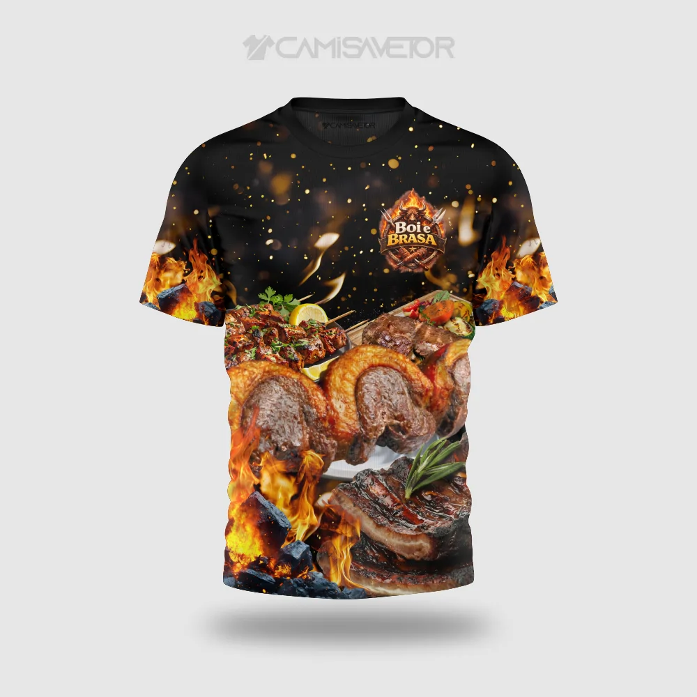 VETOR PREMIUM CHURRASCARIA BOI & BRASA | ESTAMPA PROFISSIONAL EDITÁVEL PARA CAMISAS — imagem 2