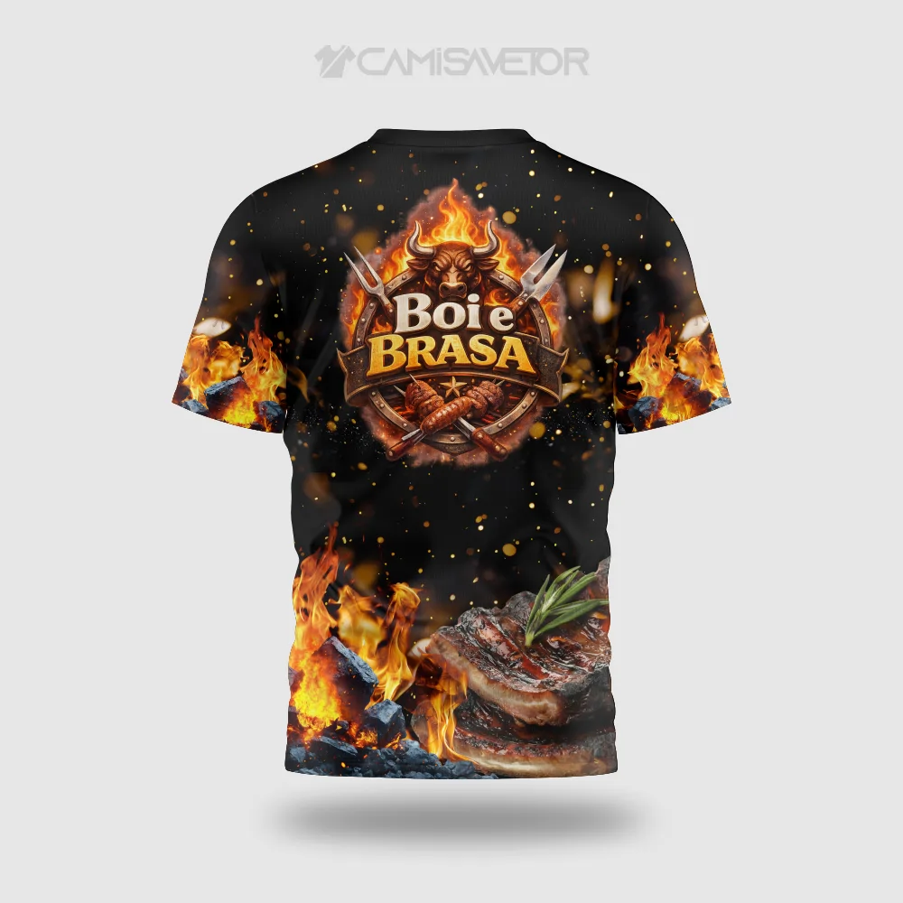 VETOR PREMIUM CHURRASCARIA BOI & BRASA | ESTAMPA PROFISSIONAL EDITÁVEL PARA CAMISAS — imagem 3