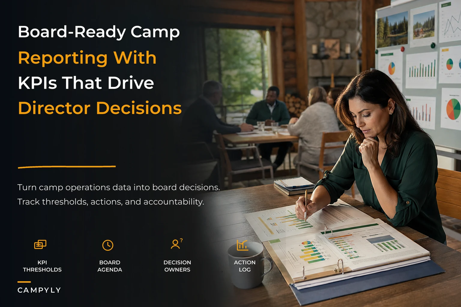 Board-ready reporting for camp boards and directors with KPIs