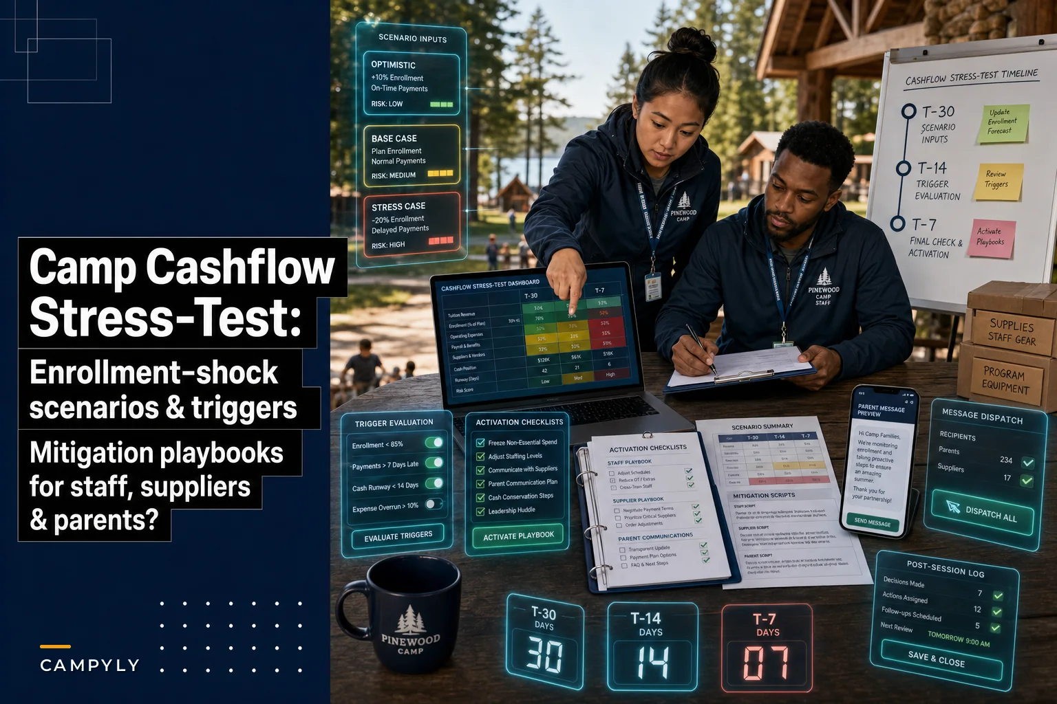 Camp cashflow stress-test templates for enrollment shocks