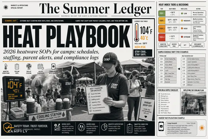Camp playbook for the 2026 heatwave: scheduling, staffing and parent communications